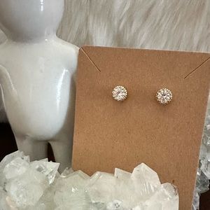 Gold Tone Faux Diamond Earrings
